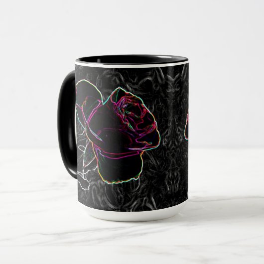 Mug Chouette rouge et violet Rose de néon cachée sur n (Devant gauche)