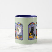 Mug Chouette sorcière Art Nouveau Chat Halloween (Centre)