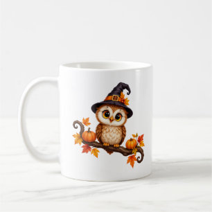 Mug Chouette sorcière mignonne d'automne avec citrouil