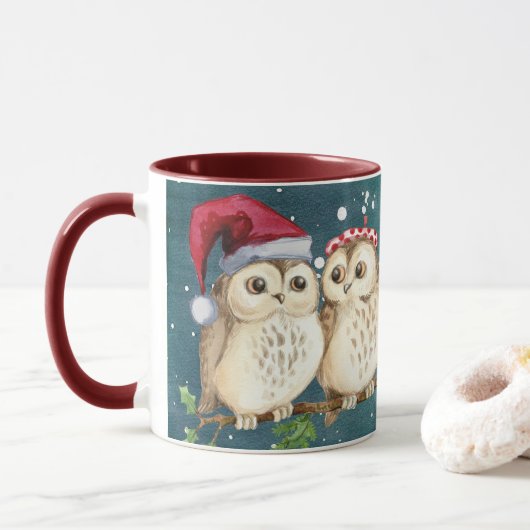 Mug Chouette t'aime toujours | Joli cadeau de Noël d'h (Avec donut)