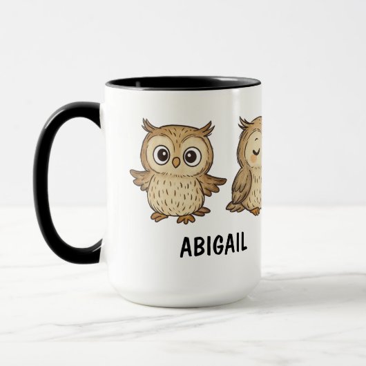 Mug Chouette tirée à la main Cute personnalisée (Gauche)