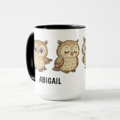 Mug Chouette tirée à la main Cute personnalisée (Devant gauche)