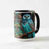 Mug Chouette turquoise (Devant droit)