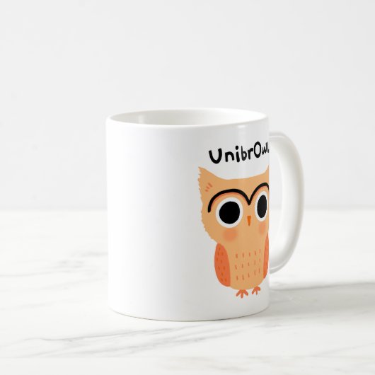 Mug Chouette unibrow UnibrOwl | Chouette à sourcils mi (Devant droit)