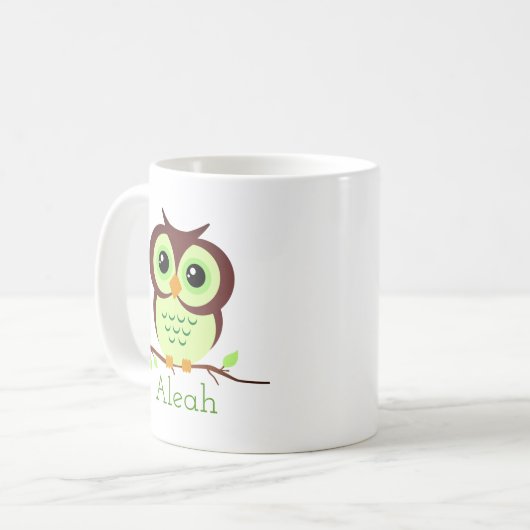 Mug Chouette verte au dessin mignon (Devant gauche)
