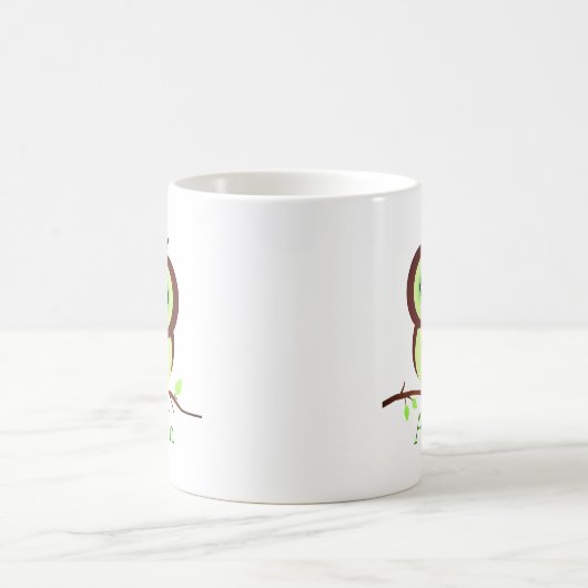 Mug Chouette verte au dessin mignon (Centre)