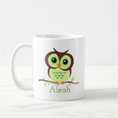 Mug Chouette verte au dessin mignon (Gauche)