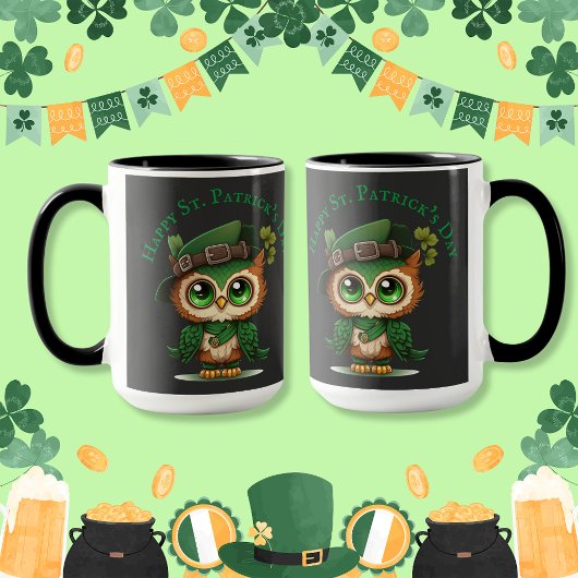 Mug Chouette verte de la Saint-Patrick