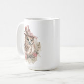 Mug Chouette victorienne Aristocrat Portrait Rose Fleu (Devant gauche)