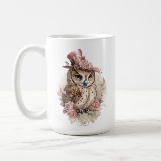 Mug Chouette victorienne Aristocrat Portrait Rose Fleu (Gauche)