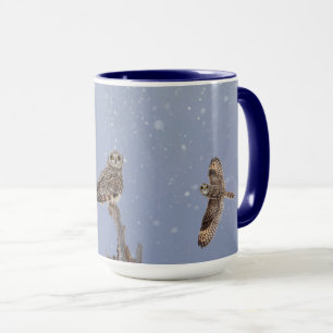 Mug Chouettes à oreilles courtes par jour de neige