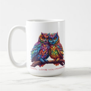 Mug Chouettes colorées-Inséparables-Cadeau de la Saint