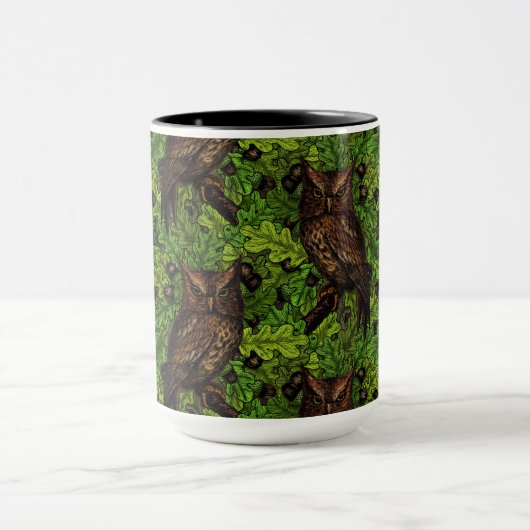 Mug Chouettes dans le chêne, vert et marron (Centre)