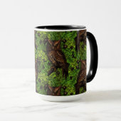 Mug Chouettes dans le chêne, vert et marron (Devant droit)
