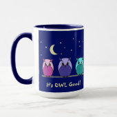 Mug Chouettes de caricature colorées mignonnes Ciel no (Gauche)