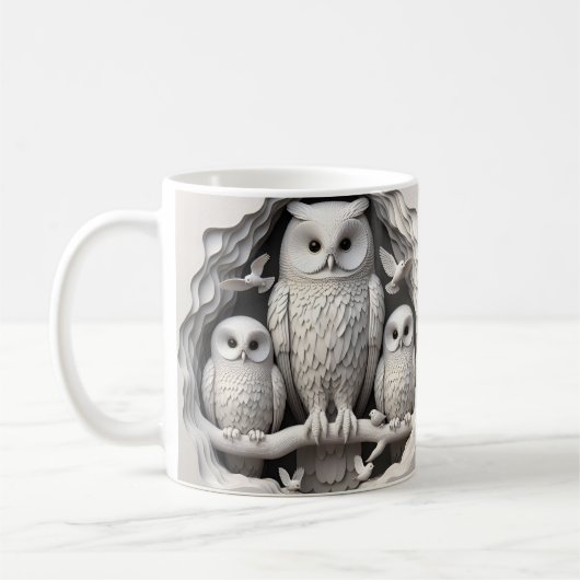 Mug Chouettes de découpe 3D (Gauche)