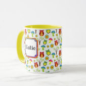 Mug Chouettes et champignons Nom Rétro mignon (Devant gauche)