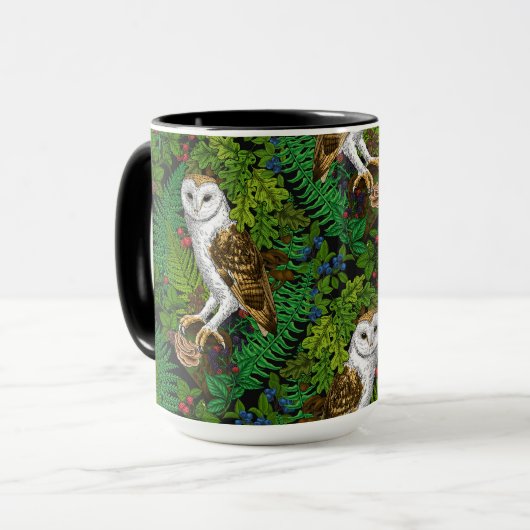 Mug Chouettes, fougères, chênes et baies (Devant gauche)