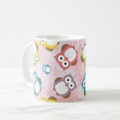 Mug Chouettes mignonnes, Chouette Motif, Chouettes col (Devant gauche)