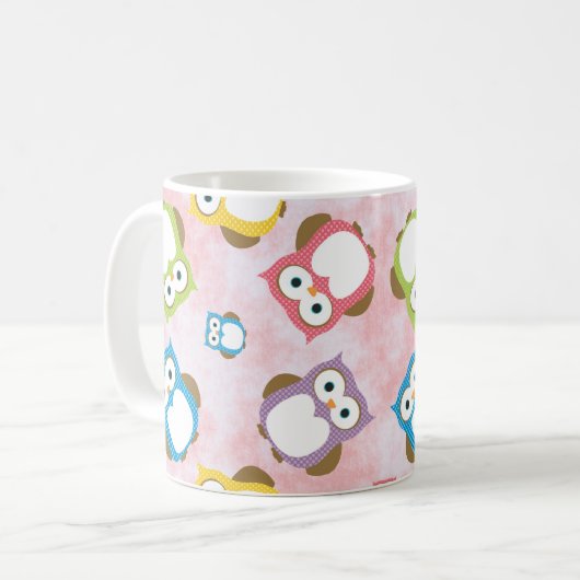 Mug Chouettes mignonnes, Chouette Motif, Chouettes col (Devant gauche)