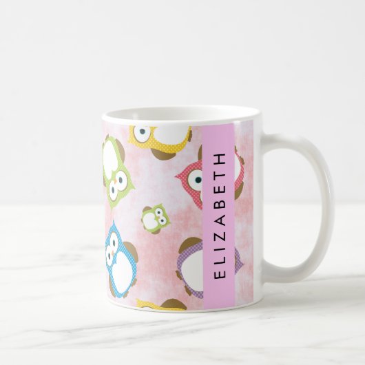 Mug Chouettes mignonnes, Chouette Motif, Chouettes col (Droite)