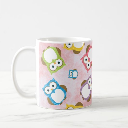 Mug Chouettes mignonnes, Chouette Motif, Chouettes col (Gauche)