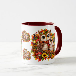 Mug Chouettes Mignonnes et Douillettes Feuilles de la