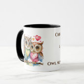 Mug Chouettes mignonnes qui vous aiment nom personnali (Devant gauche)
