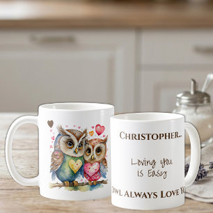 Mug Chouettes mignonnes t'aimant nom personnalisé marr
