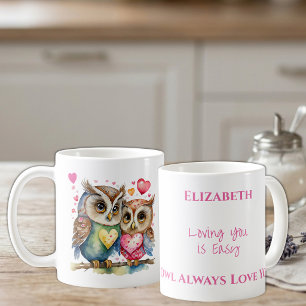 Mug Chouettes mignonnes vous aimant nom personnalisé r
