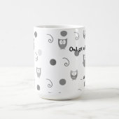 Mug Chouettes Noires Blanches Dots Frottent Après Café (Centre)