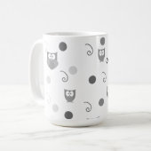Mug Chouettes Noires Blanches Dots Frottent Après Café (Devant gauche)