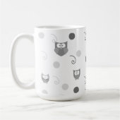 Mug Chouettes Noires Blanches Dots Frottent Après Café (Gauche)