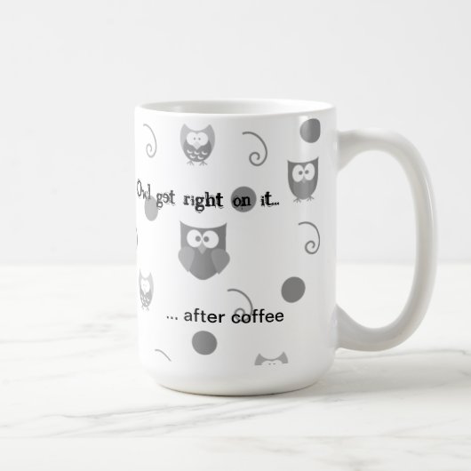 Mug Chouettes Noires Blanches Dots Frottent Après Café (Droite)