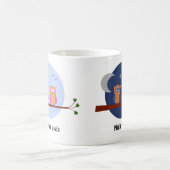 Mug Chouettes nuit et jour texte personnalisé mignon (Centre)