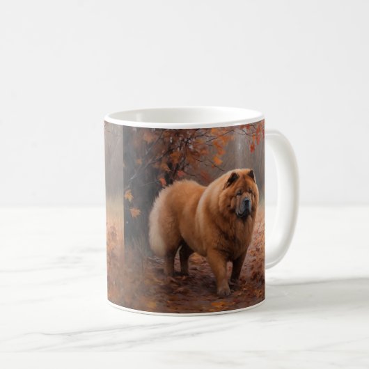 Mug Chow Chow à l'automne Feuilles automne Inspire (Devant droit)