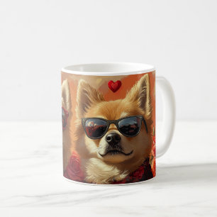 Mug Chow Chow avec coeur Roses Saint-Valentin