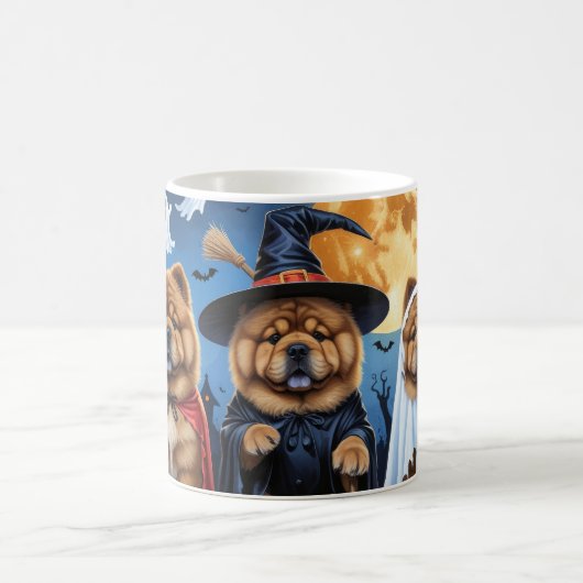 Mug Chow Chow Chien Citrouille Halloween drôle (Centre)
