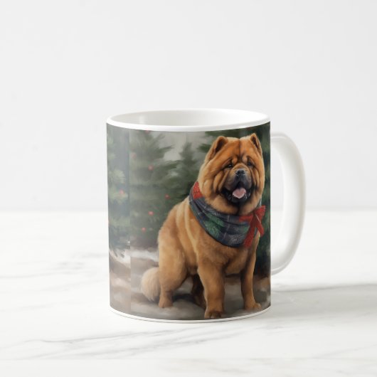 Mug Chow Chow Chien de Noël en neige (Devant droit)