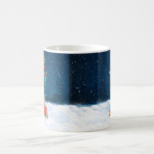 Mug Chow Chow Chien en neige avec cadeaux de Noël (Centre)