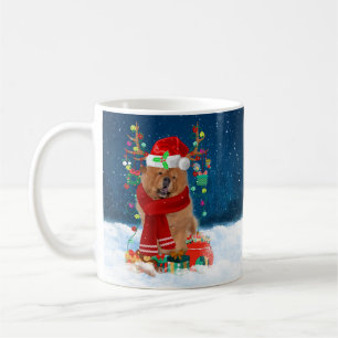 Mug Chow Chow Chien en neige avec cadeaux de Noël