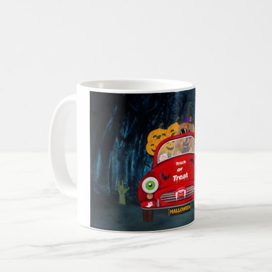 Mug Chow Chow Chig Conduire voiture effrayant Hallowee (Devant gauche)