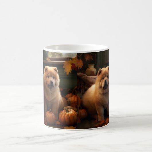 Mug Chow Chow Chiot Automne Citrouille de plaisir (Centre)