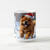 Mug Chow Chow coule en neige avec le Casquette de Noël (Centre)