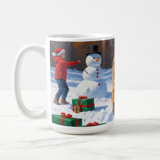 Mug Chow Chow coule en neige avec le Casquette de Noël (Gauche)