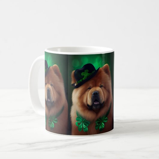 Mug Chow Chow Dog en tenue de la Saint Patrick (Devant gauche)