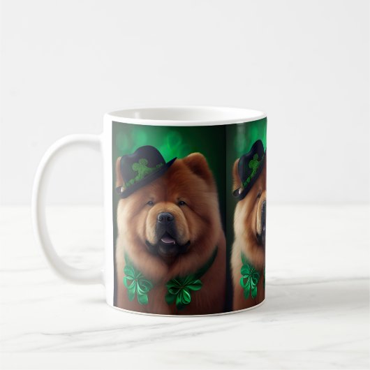 Mug Chow Chow Dog en tenue de la Saint Patrick (Gauche)