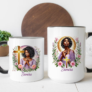 Mug Chrétien Floral Violet Priant Rasta Femme