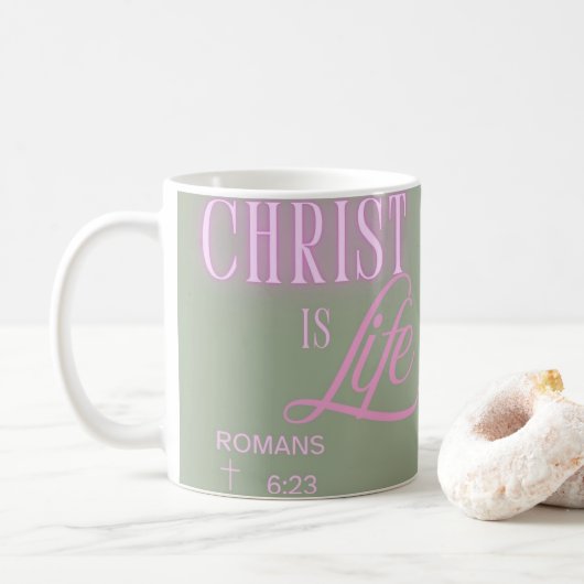 Mug Christ est la vie, esthétique du texte, conception (Avec donut)