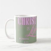 Mug Christ est la vie, esthétique du texte, conception (Gauche)